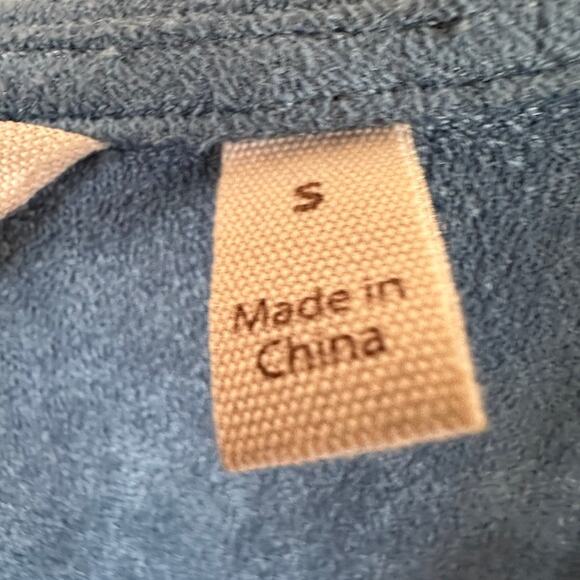 Soft Surroundings Faux Suede Cardigan Draped Open Front Jacket size SMALL Blue - Picture 6 of 12